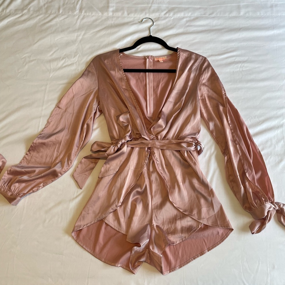 NWOT Blush Satin Romper